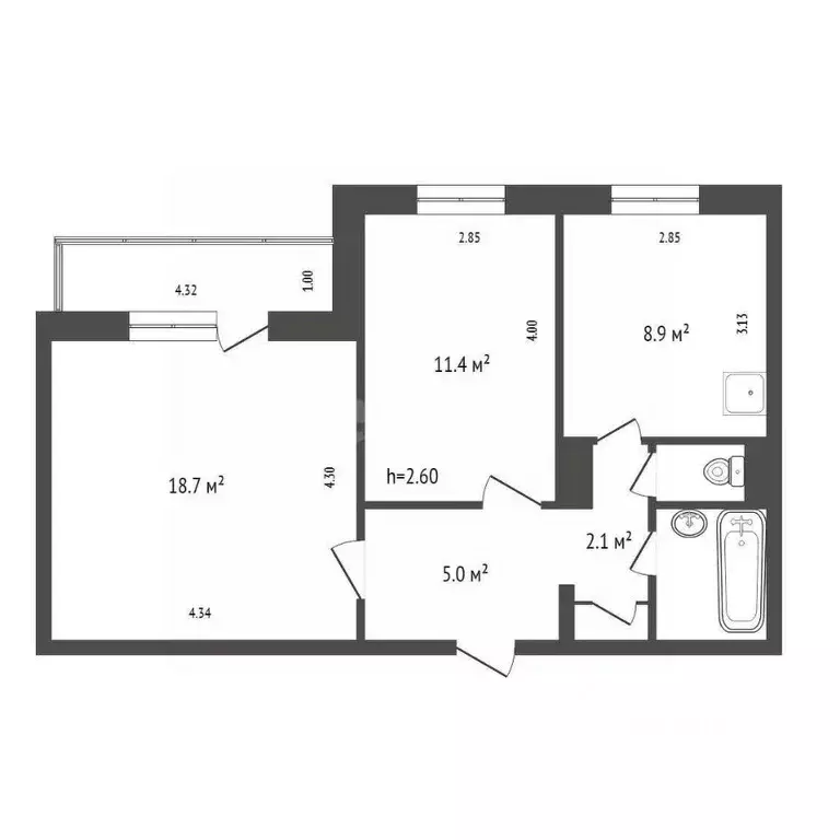 2-к кв. Красноярский край, Красноярск ул. Сергея Лазо, 34 (50.3 м) - Фото 1