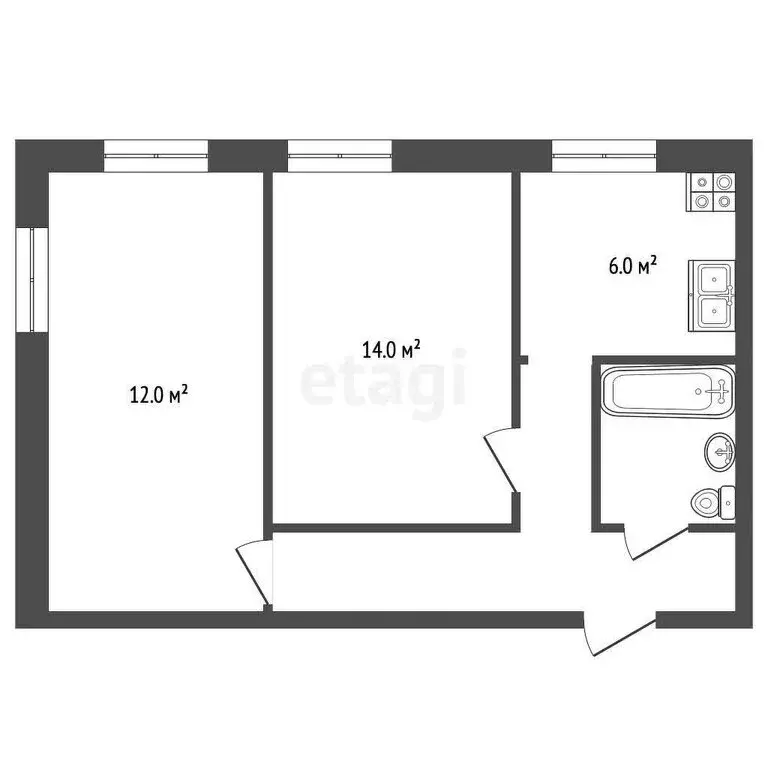 2-комнатная квартира: Тамбов, Колхозная улица, 91 (42.1 м) - Фото 0