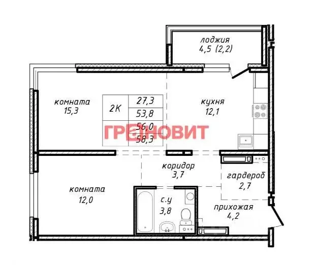 2-к кв. Новосибирская область, Новосибирск ул. Связистов, 162/1 (56.0 ... - Фото 1