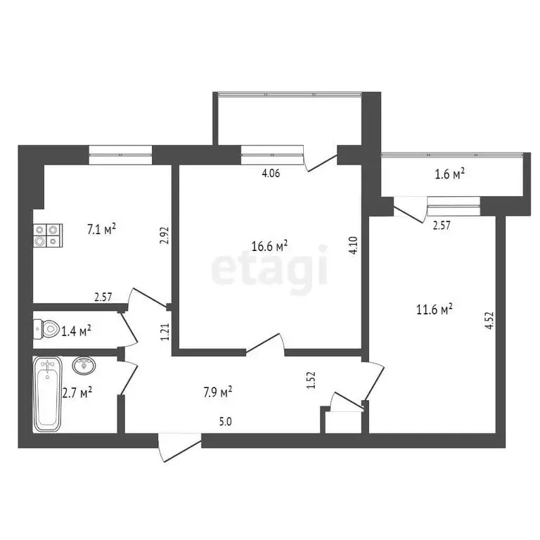 2-комнатная квартира: Саки, улица Ленина, 41 (47.8 м) - Фото 1