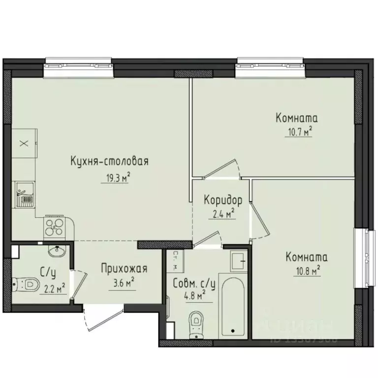 2-к кв. Удмуртия, Завьяловский район, с. Первомайский Город ... - Фото 1