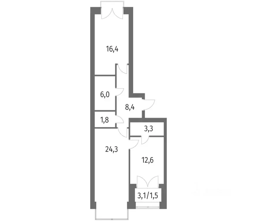 2-к кв. Санкт-Петербург ул. Академика Константинова, 1к1 (75.0 м) - Фото 0