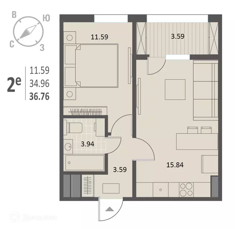 Продаётся 1-к квартира, 36.76 м - Фото 0