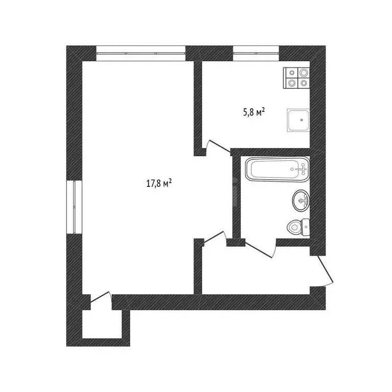 1-комнатная квартира: Белгород, 2-й Котлозаводской переулок, 8 (31 м) - Фото 1