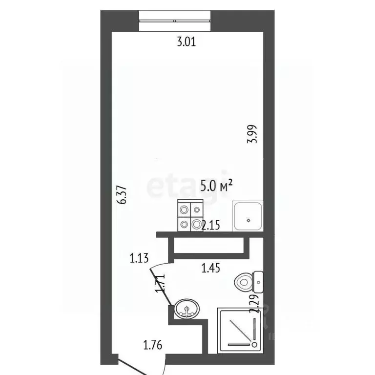 Студия Тюменская область, Тюмень Харьковская ул., 74 (17.9 м) - Фото 2
