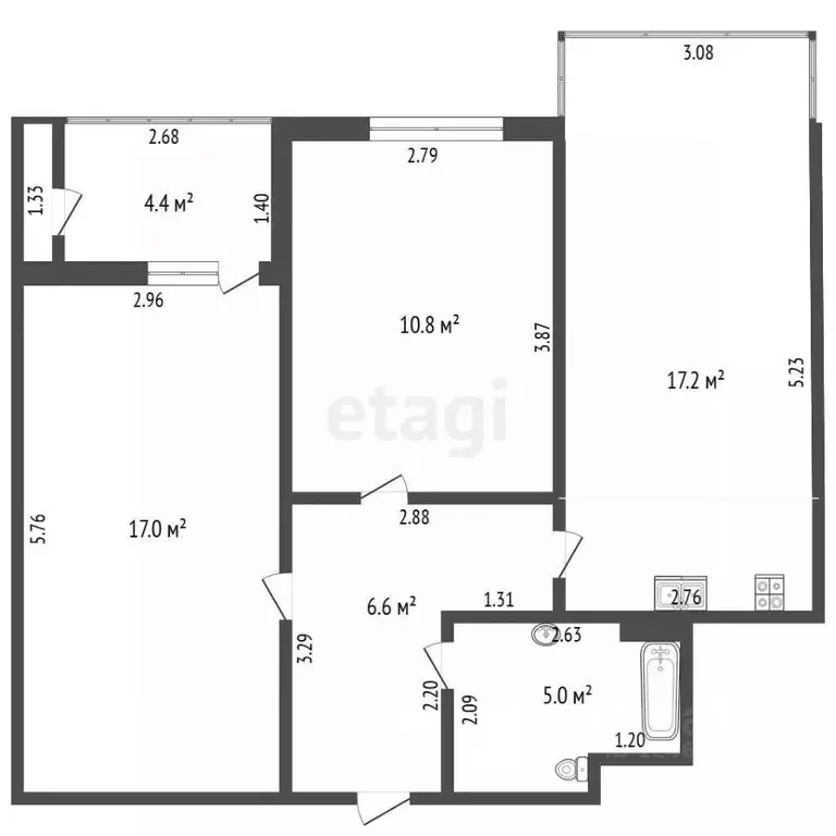 2-к кв. Краснодарский край, Анапа Парковая ул., 79к1 (56.6 м) - Фото 2