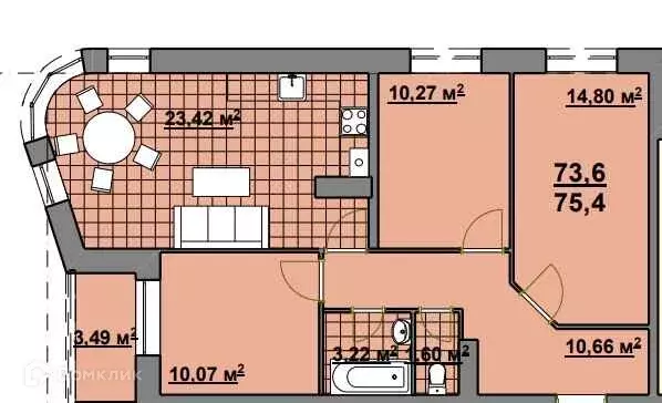 Продаётся 3-к квартира, 77.1 м - Фото 0