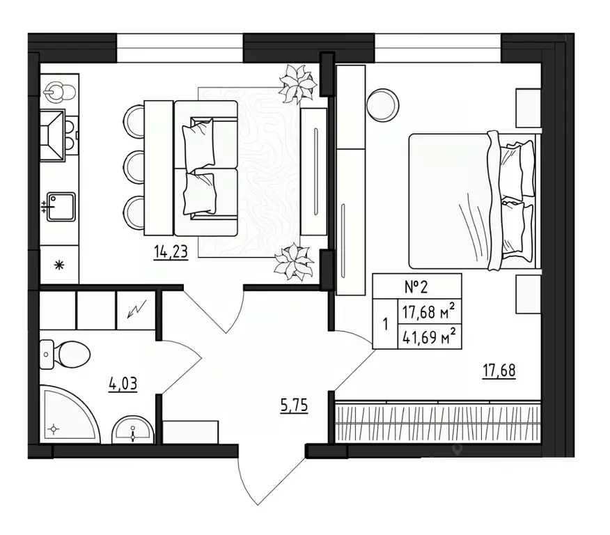 1-к кв. Ленинградская область, Гатчинский муниципальный округ, д. ... - Фото 1