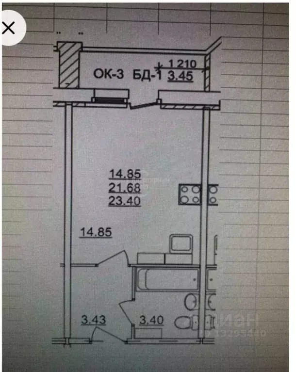 Студия Владимирская область, Владимир Северная ул., 2Б (23.4 м) - Фото 2