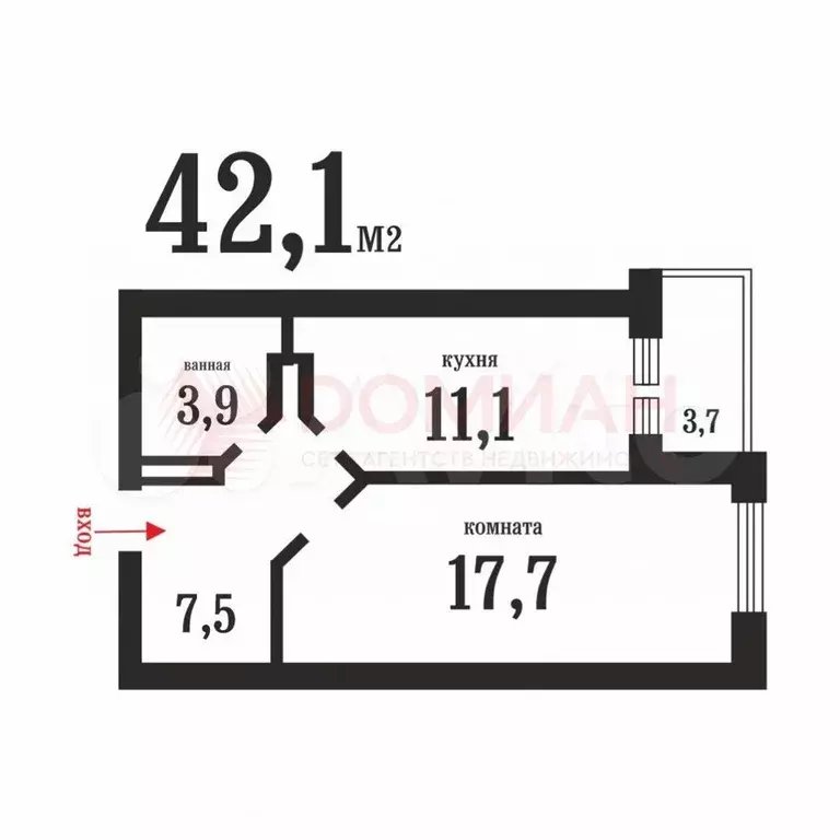 1-к. квартира, 42 м, 21/23 эт. - Фото 0