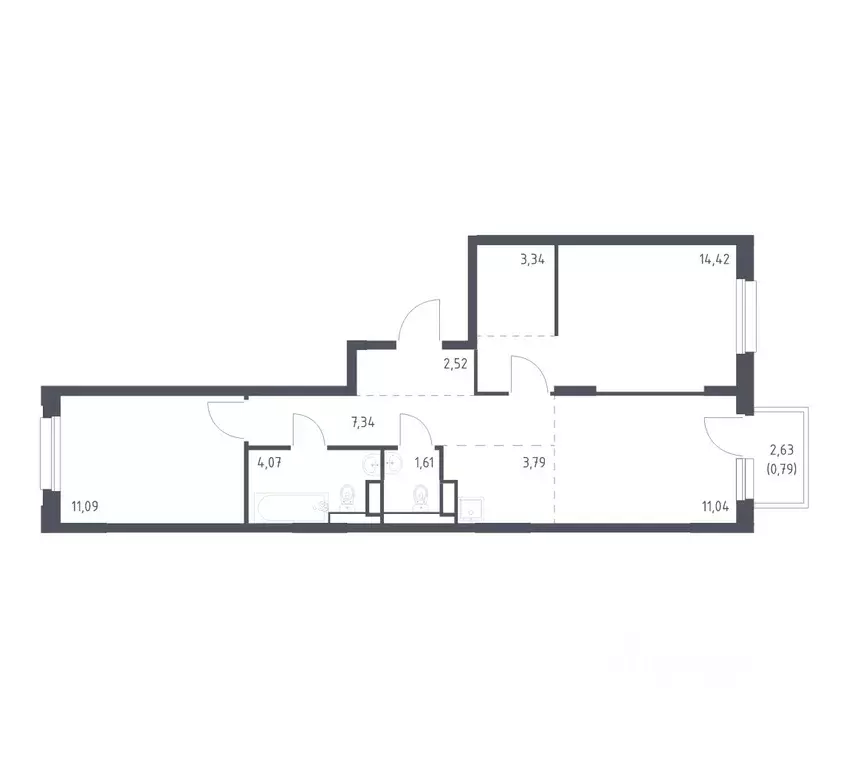 2-к кв. Ленинградская область, Мурино Всеволожский район, Новые ... - Фото 1