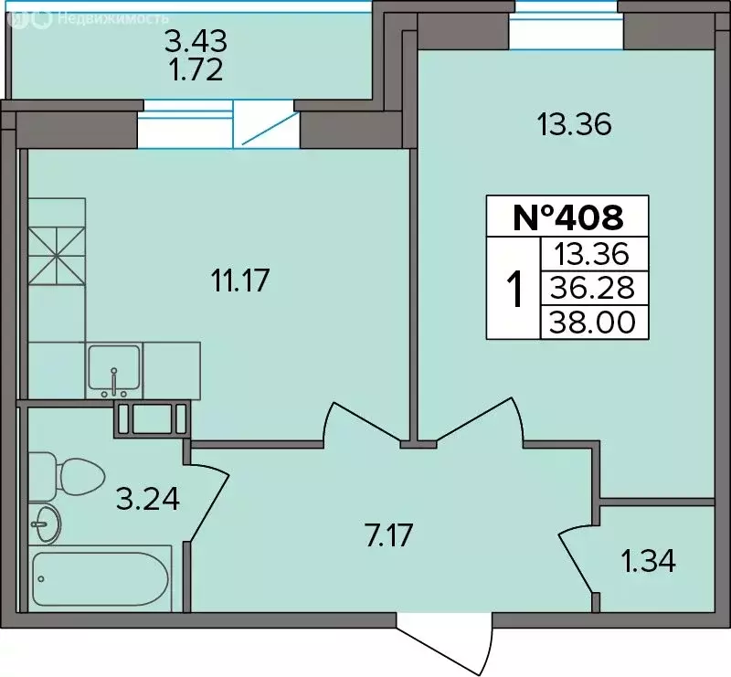 1-комнатная квартира: Новое Девяткино, Лесная улица, 19 (38 м) - Фото 1