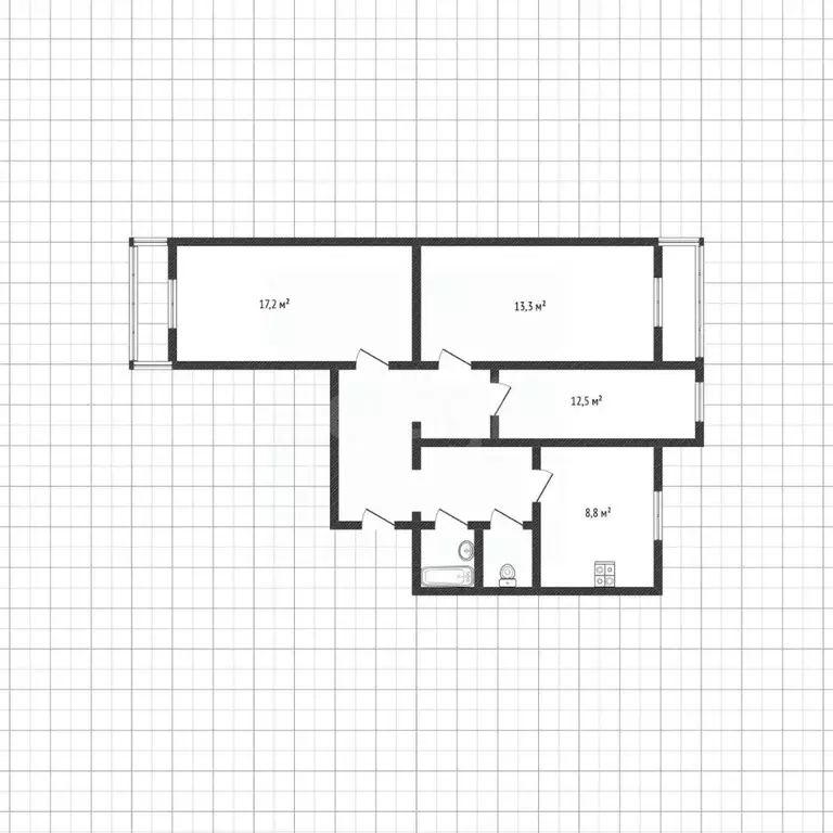 3-к кв. Белгородская область, Белгород ул. Есенина, 16 (72.0 м) - Фото 2