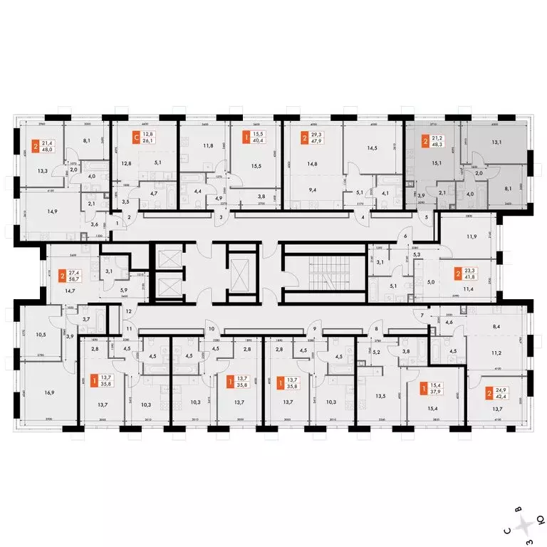 2-комнатная квартира: Владивосток, ЖК Флагман (48.1 м) - Фото 2