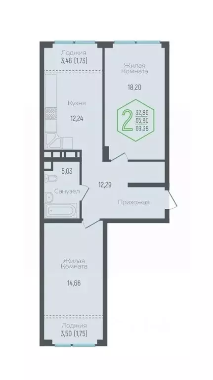2-к кв. Краснодарский край, Краснодар Обрывная ул., 132/1к1 (67.1 м) - Фото 0