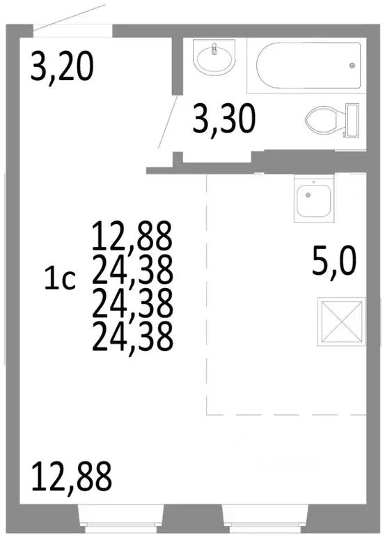 1-к кв. Челябинская область, Челябинск ул. Блюхера, 125В (24.38 м) - Фото 0