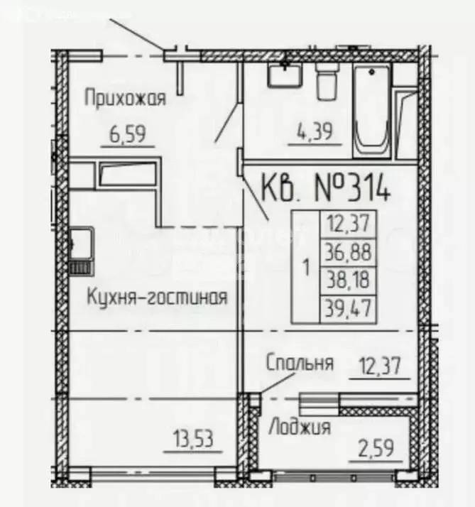 1-комнатная квартира: Тюмень, улица Андрея Приказнова, 1 (39.4 м) - Фото 2