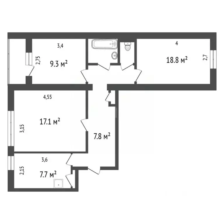 3-к кв. Красноярский край, Красноярск ул. Мечникова, 10 (60.0 м) - Фото 2