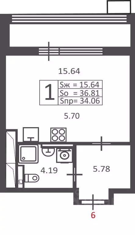1-к кв. Москва Полярная ул., 16К1 (34.06 м) - Фото 2