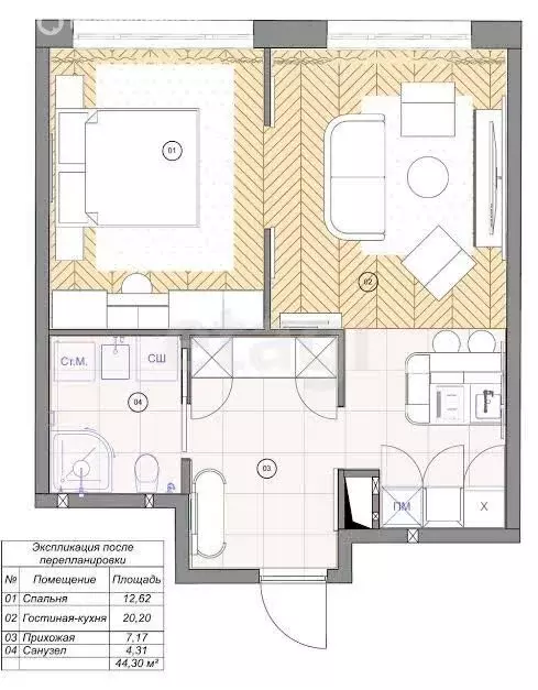 2-комнатная квартира: Тула, Новомосковская улица, 10Б (44 м) - Фото 1