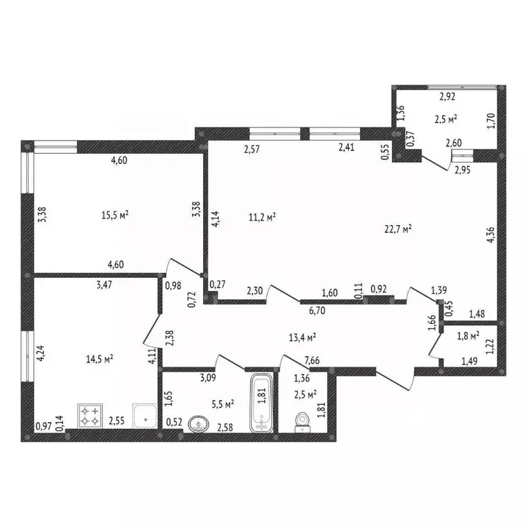 3-к кв. Башкортостан, Уфа ул. Тальковая, 40 (87.1 м) - Фото 2
