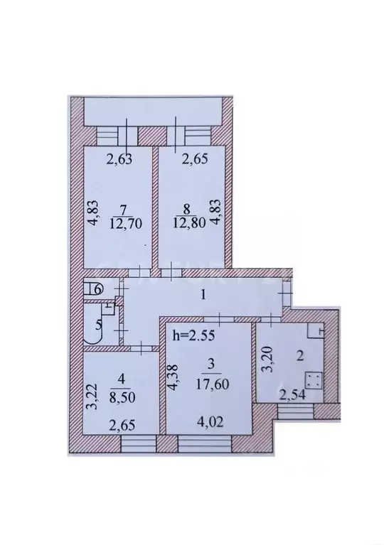 3-к кв. Чувашия, Чебоксары ул. Чапаева, 4 (76.4 м) - Фото 2