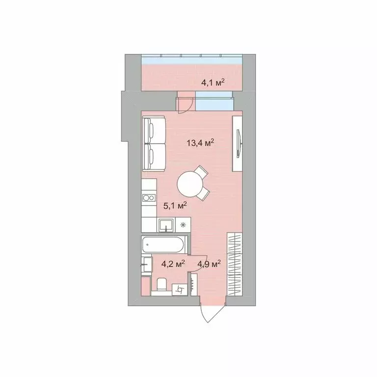 Квартира-студия: Чита, микрорайон Хороший, 6 (29.5 м) - Фото 1