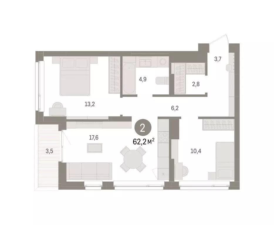 2-комнатная квартира: Челябинская область, Сосновский муниципальный ... - Фото 1