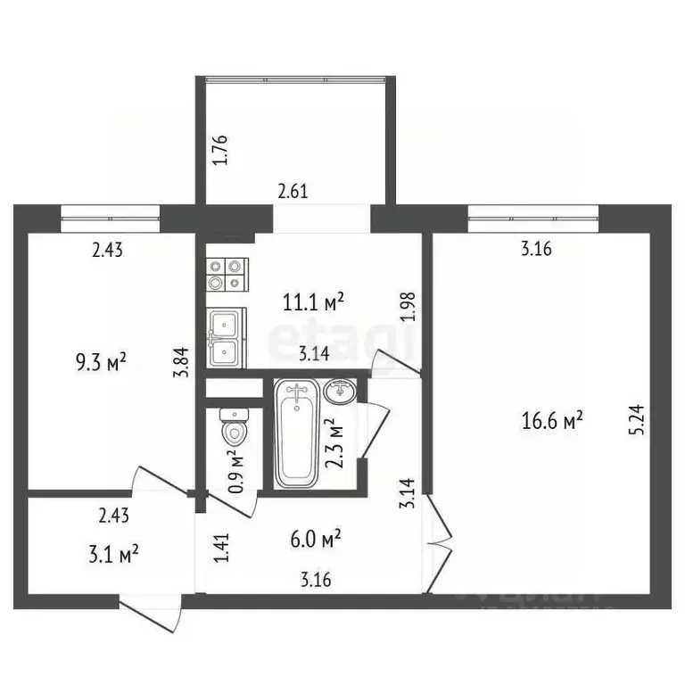 2-к кв. Ханты-Мансийский АО, Нягань 4-й мкр, 2 (48.7 м) - Фото 2