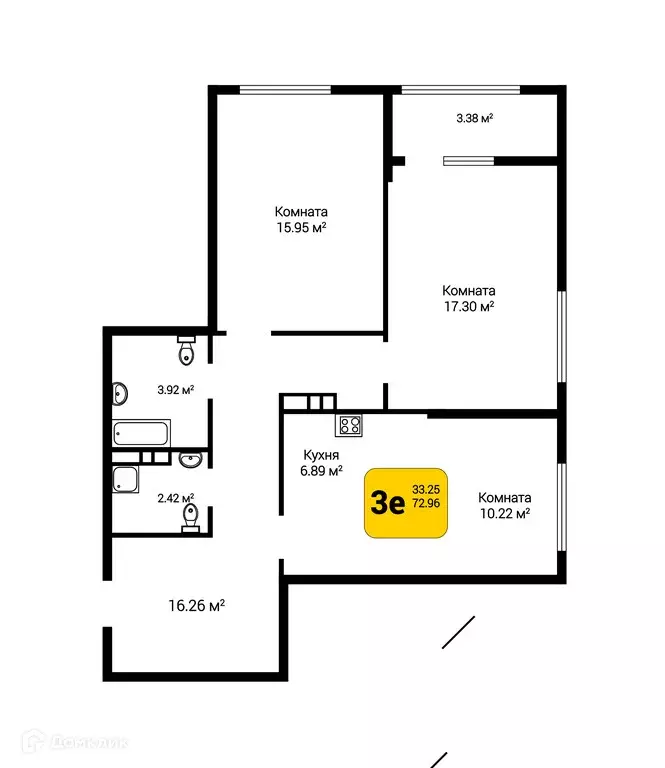 Продаётся 3-к квартира, 74.56 м - Фото 0