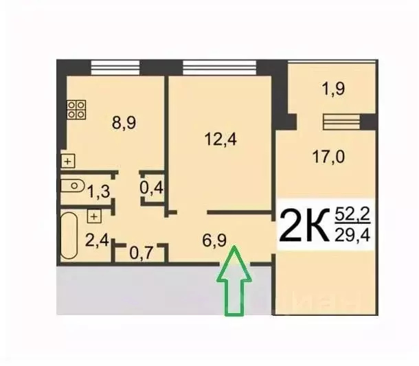 2-к кв. Нижегородская область, Нижний Новгород ул. Сергея Акимова, 49 ... - Фото 1