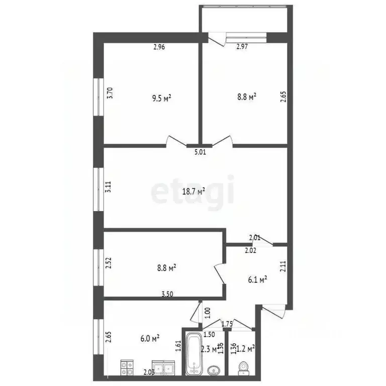 4-к кв. Саха (Якутия), Покровск Заводская ул., 3 (63.1 м) - Фото 2