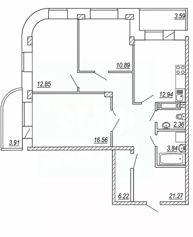 3-к кв. Чувашия, Чебоксары ул. Энергетиков, 6 (86.3 м) - Фото 2