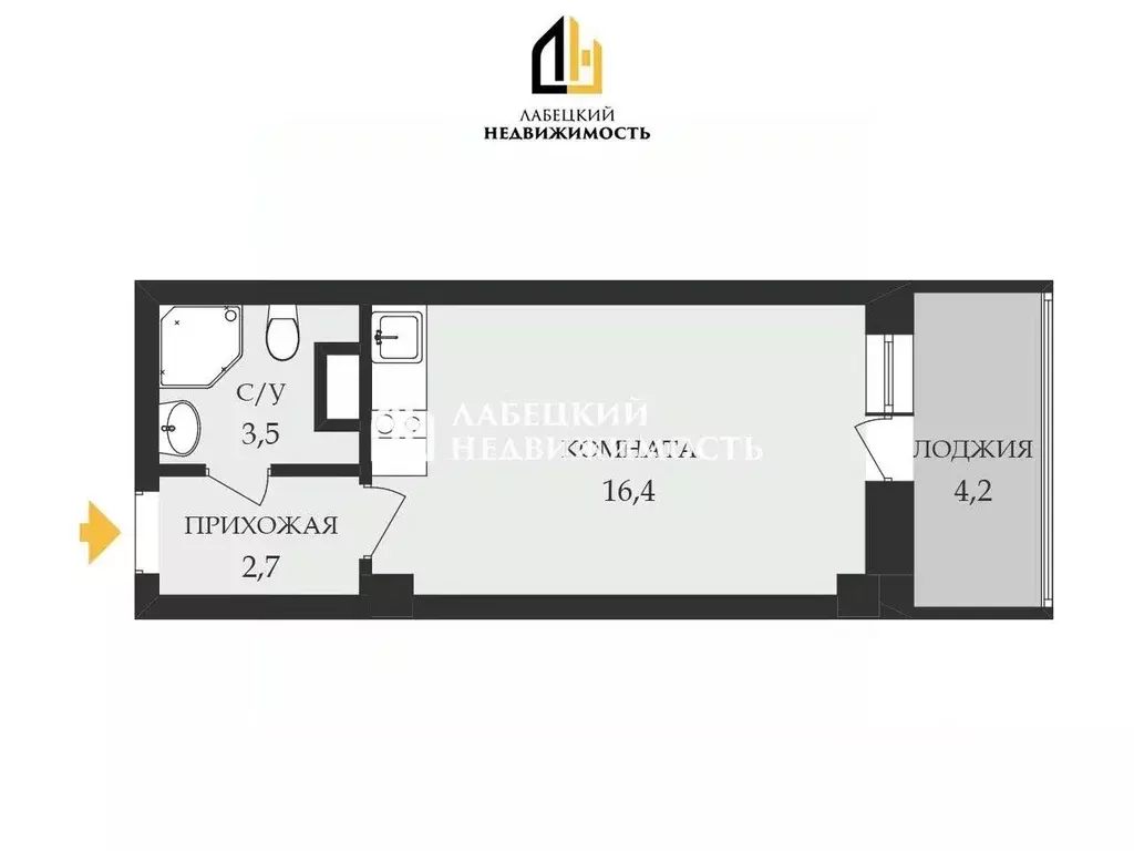 Студия Санкт-Петербург Пулковское ш., 14Е (24.7 м) - Фото 1