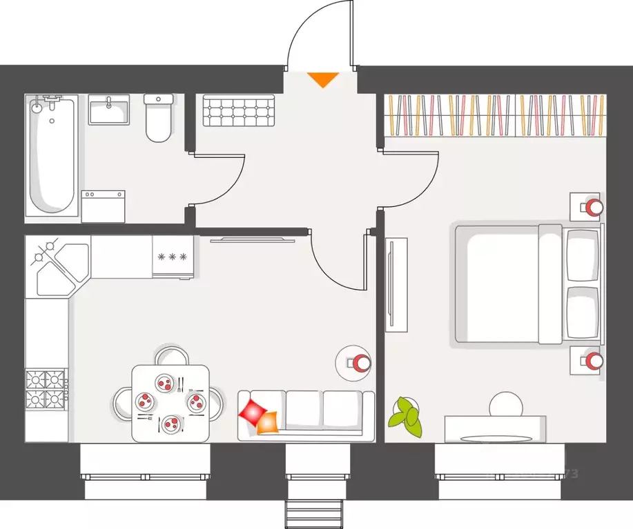 1-к кв. Татарстан, с. Высокая Гора ул. Вторая Ударная, 4 (38.0 м) - Фото 2