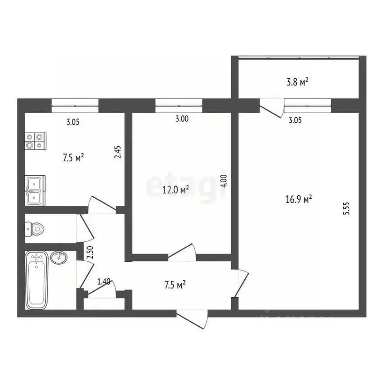 2-к кв. Нижегородская область, Выкса Центральный мкр, 11 (48.3 м) - Фото 1