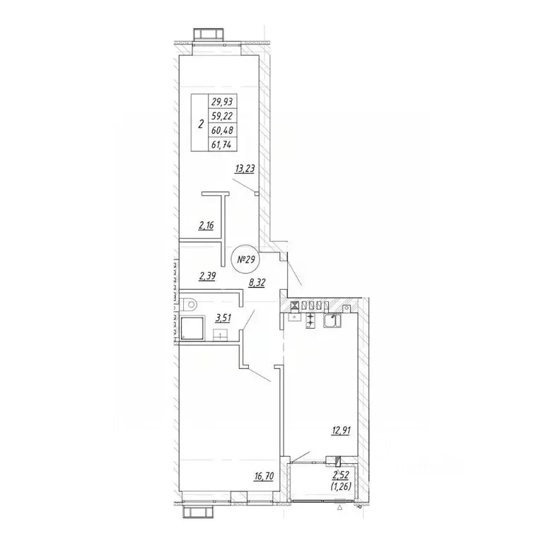 2-к кв. Калининградская область, Зеленоградск  (61.74 м) - Фото 1