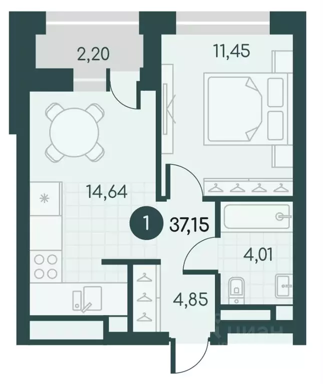 1-к кв. Курганская область, Курган Малиновые высоты жилой комплекс ... - Фото 1