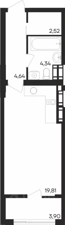 Студия Мурманская область, Мурманск Молодежный проезд, 17 (35.21 м) - Фото 1