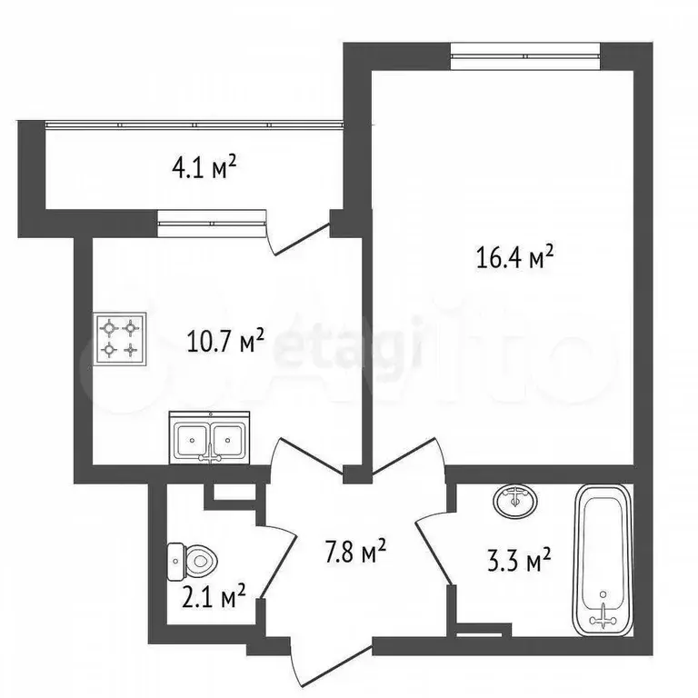 1-к. квартира, 36,4 м, 22/24 эт. - Фото 0