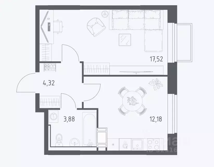 1-к кв. Московская область, Люберцы городской округ, Мирный пгт ул. ... - Фото 1