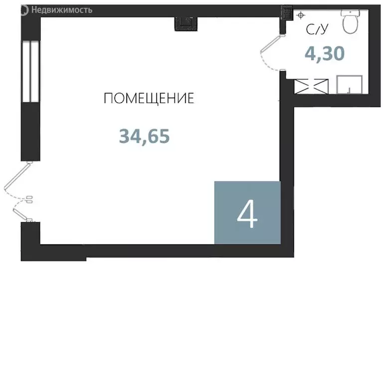 Офис (38.95 м) - Фото 1