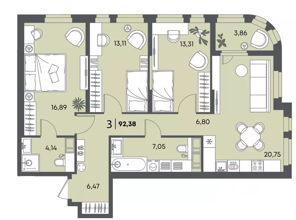 3-к кв. Пензенская область, Пенза Засурье мкр, Лес жилой комплекс ... - Фото 1