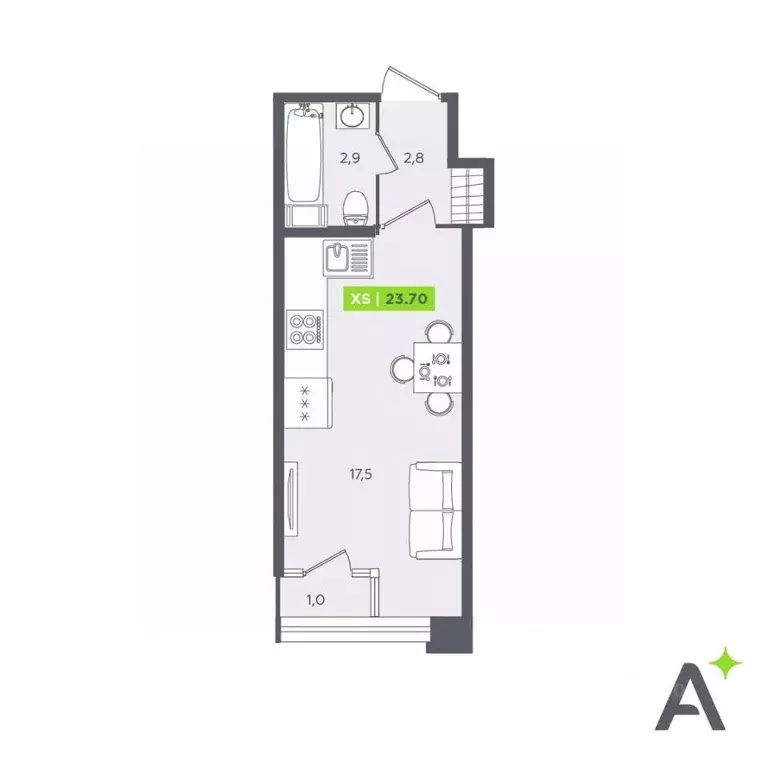Студия Санкт-Петербург Планерная ул., 87к1 (23.7 м) - Фото 1