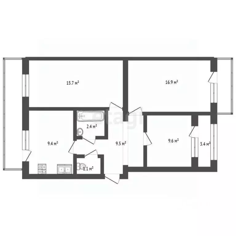 3-к кв. Севастополь ул. Героев Бреста, 46В (68.8 м) - Фото 2