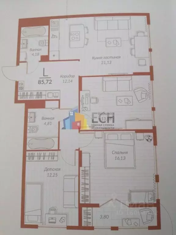 3-к кв. Тульская область, Тула ул. Генерала Маргелова, 3В (85.7 м) - Фото 2