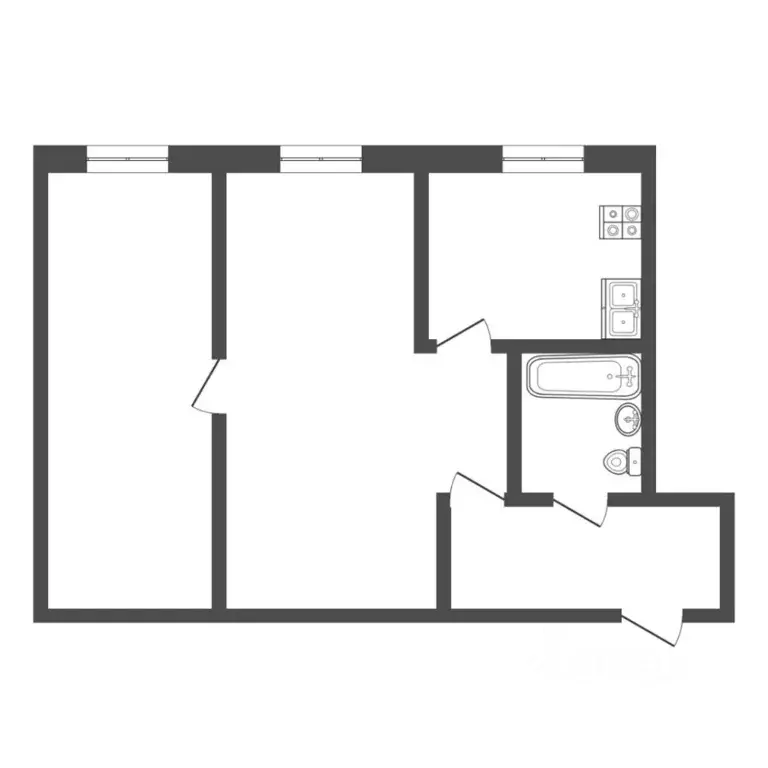 2-к кв. Тюменская область, Тюмень ул. Луначарского, 57 (44.5 м) - Фото 2