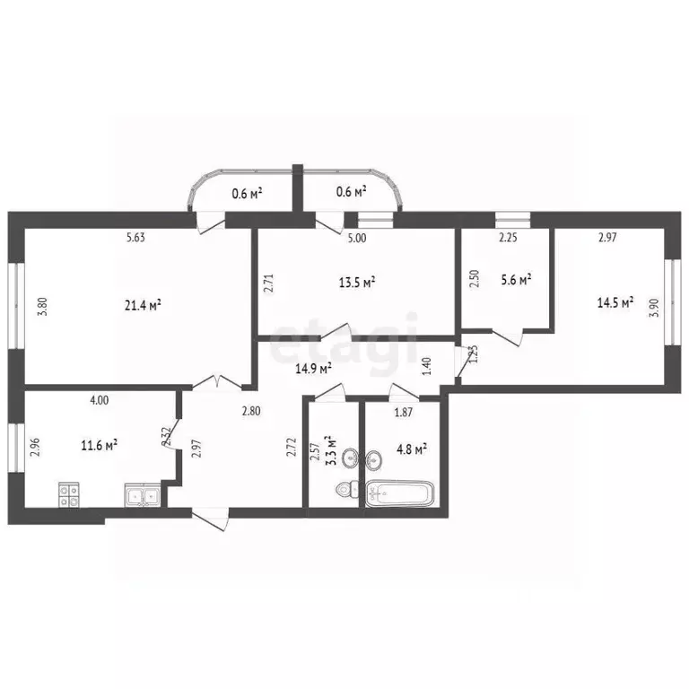 4-к кв. Мордовия, Саранск ул. Коваленко, 39 (88.1 м) - Фото 2