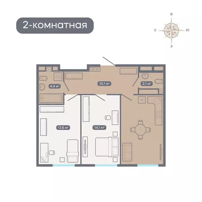 2-комнатная квартира: Нижний Новгород, Артельная улица, 15к3 (59.1 м) - Фото 0