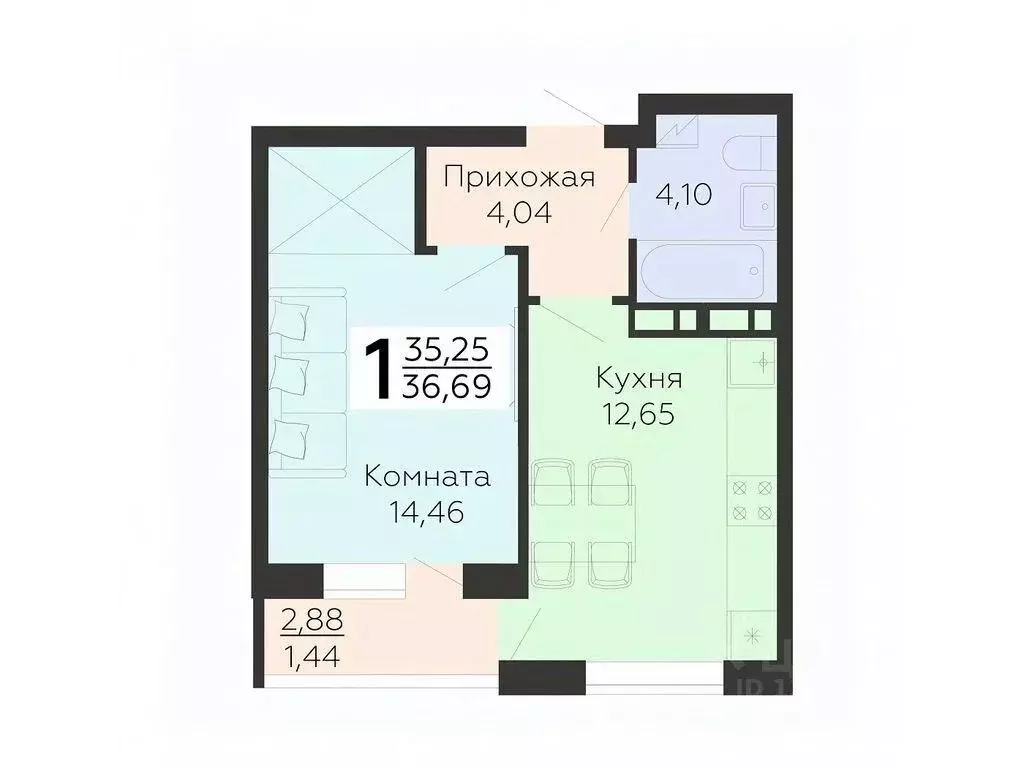 1-к кв. Воронежская область, Воронеж ул. 45-й Стрелковой Дивизии, 115 ... - Фото 0